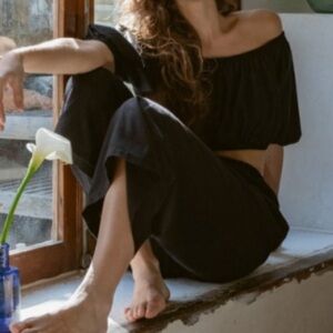 OZMA Georgia Top, Regen Silk Noil, Black